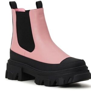 Portland Boot Company Pink&Black Streetwear Vegan Chelsea Boots, Size 8.5